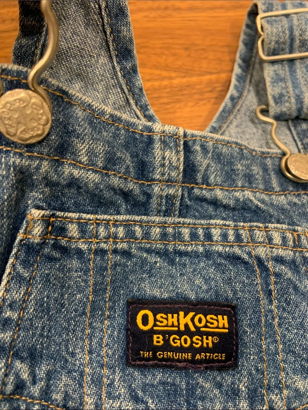 Vintage OshKosh B'gosh Denim Shortalls Overalls 6-9M Honduras Perfect